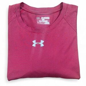 Under‎ Armour T-Shirt Short Sleeve Crew Neck Loose Fit Heatgear 2XL Red Striped